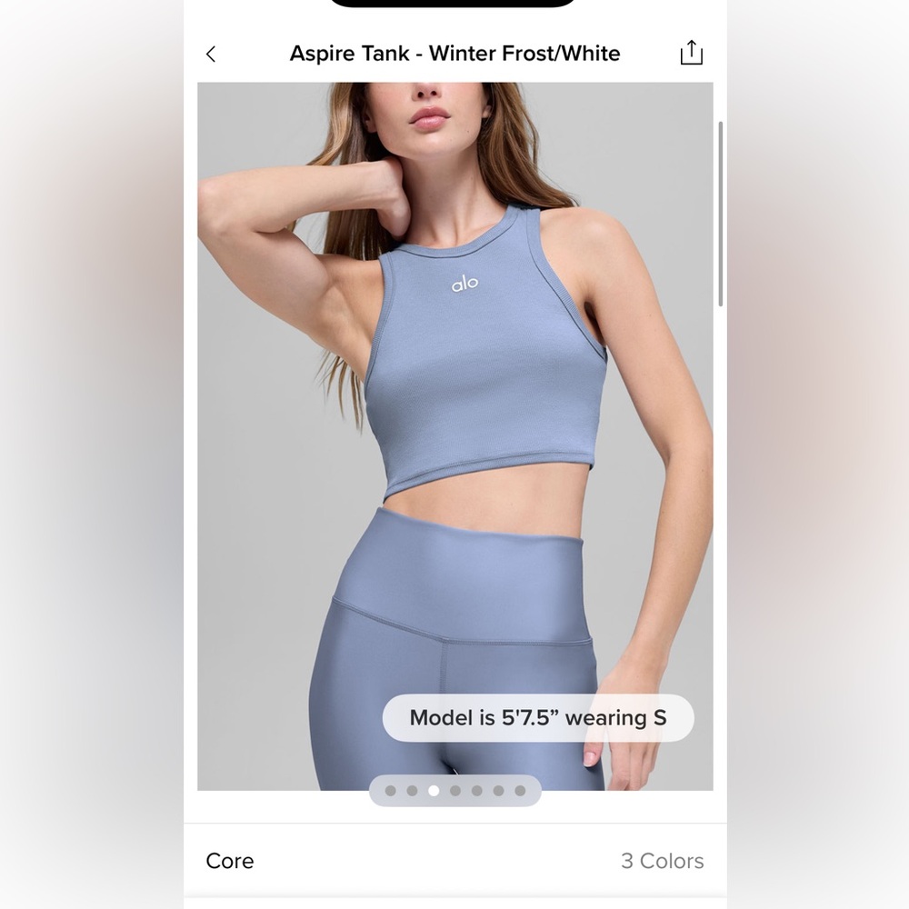 ALO Yoga Aspire Cropped Tank Winter Frost Blue